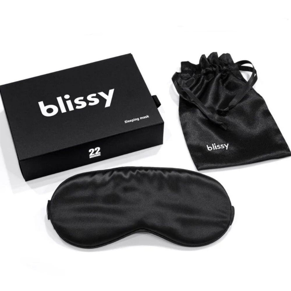 NWT black Blissy 100% pure mulberry silk eye sleep mask